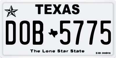 TX license plate DOB5775