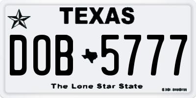 TX license plate DOB5777
