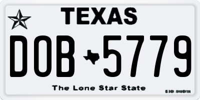 TX license plate DOB5779