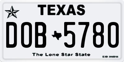 TX license plate DOB5780
