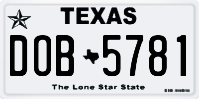 TX license plate DOB5781