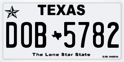TX license plate DOB5782