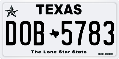 TX license plate DOB5783