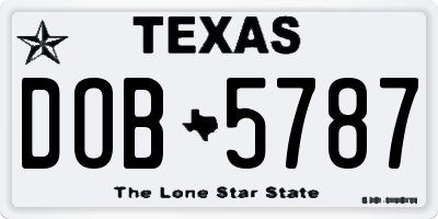 TX license plate DOB5787