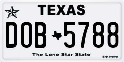 TX license plate DOB5788