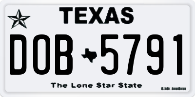 TX license plate DOB5791