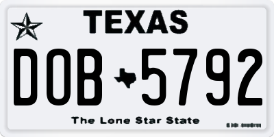 TX license plate DOB5792