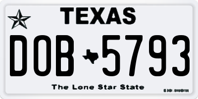 TX license plate DOB5793