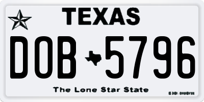 TX license plate DOB5796