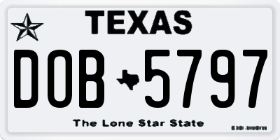 TX license plate DOB5797