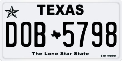 TX license plate DOB5798