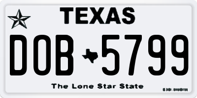 TX license plate DOB5799