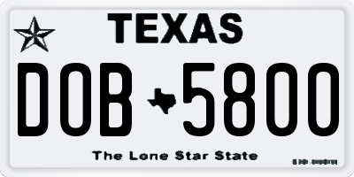 TX license plate DOB5800