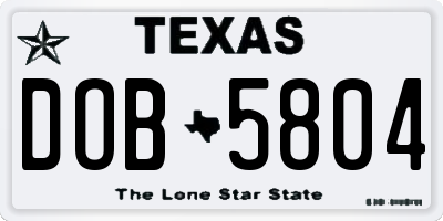 TX license plate DOB5804