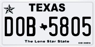 TX license plate DOB5805