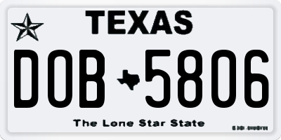 TX license plate DOB5806