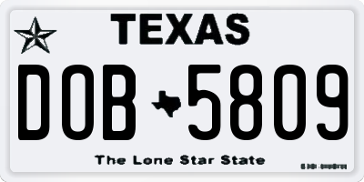 TX license plate DOB5809