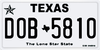TX license plate DOB5810