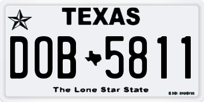 TX license plate DOB5811