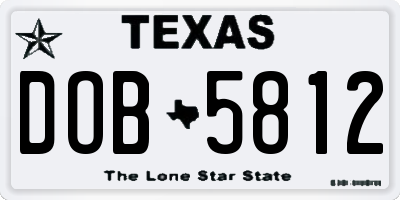 TX license plate DOB5812