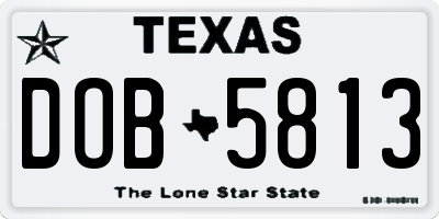 TX license plate DOB5813