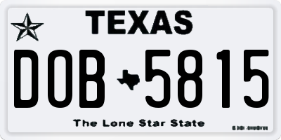 TX license plate DOB5815