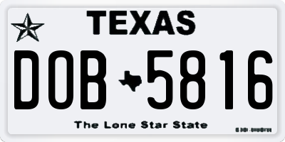 TX license plate DOB5816