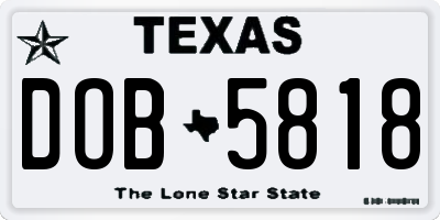 TX license plate DOB5818