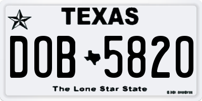 TX license plate DOB5820