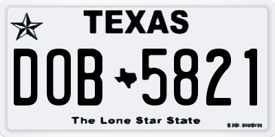 TX license plate DOB5821