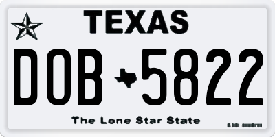 TX license plate DOB5822