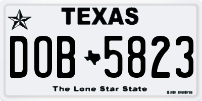 TX license plate DOB5823