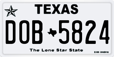 TX license plate DOB5824