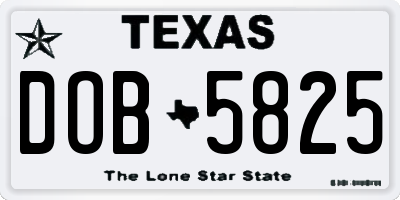 TX license plate DOB5825