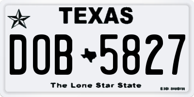 TX license plate DOB5827
