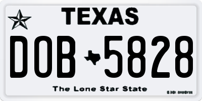 TX license plate DOB5828