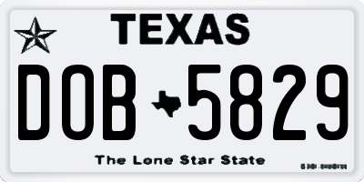 TX license plate DOB5829