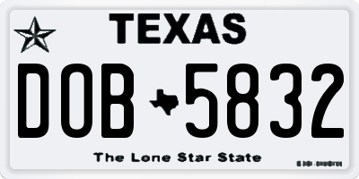 TX license plate DOB5832