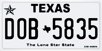 TX license plate DOB5835