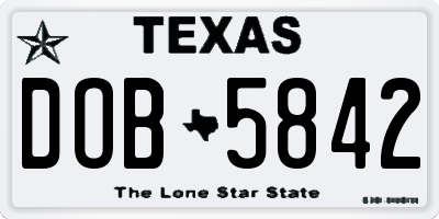TX license plate DOB5842