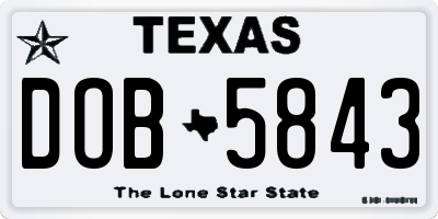 TX license plate DOB5843