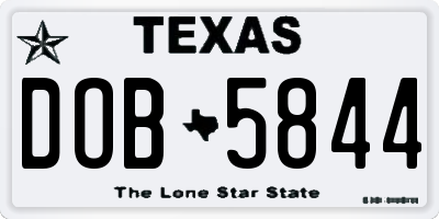 TX license plate DOB5844