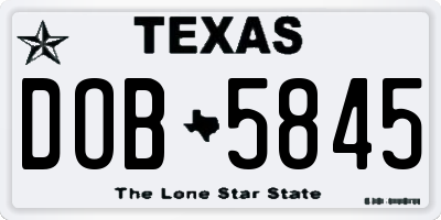 TX license plate DOB5845