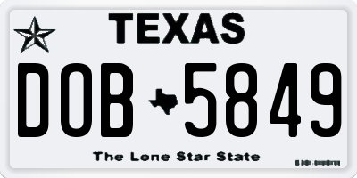 TX license plate DOB5849