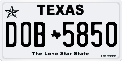 TX license plate DOB5850