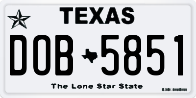 TX license plate DOB5851