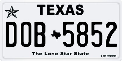 TX license plate DOB5852