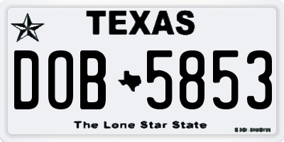 TX license plate DOB5853