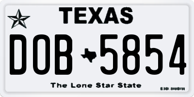 TX license plate DOB5854