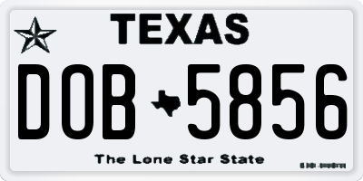 TX license plate DOB5856